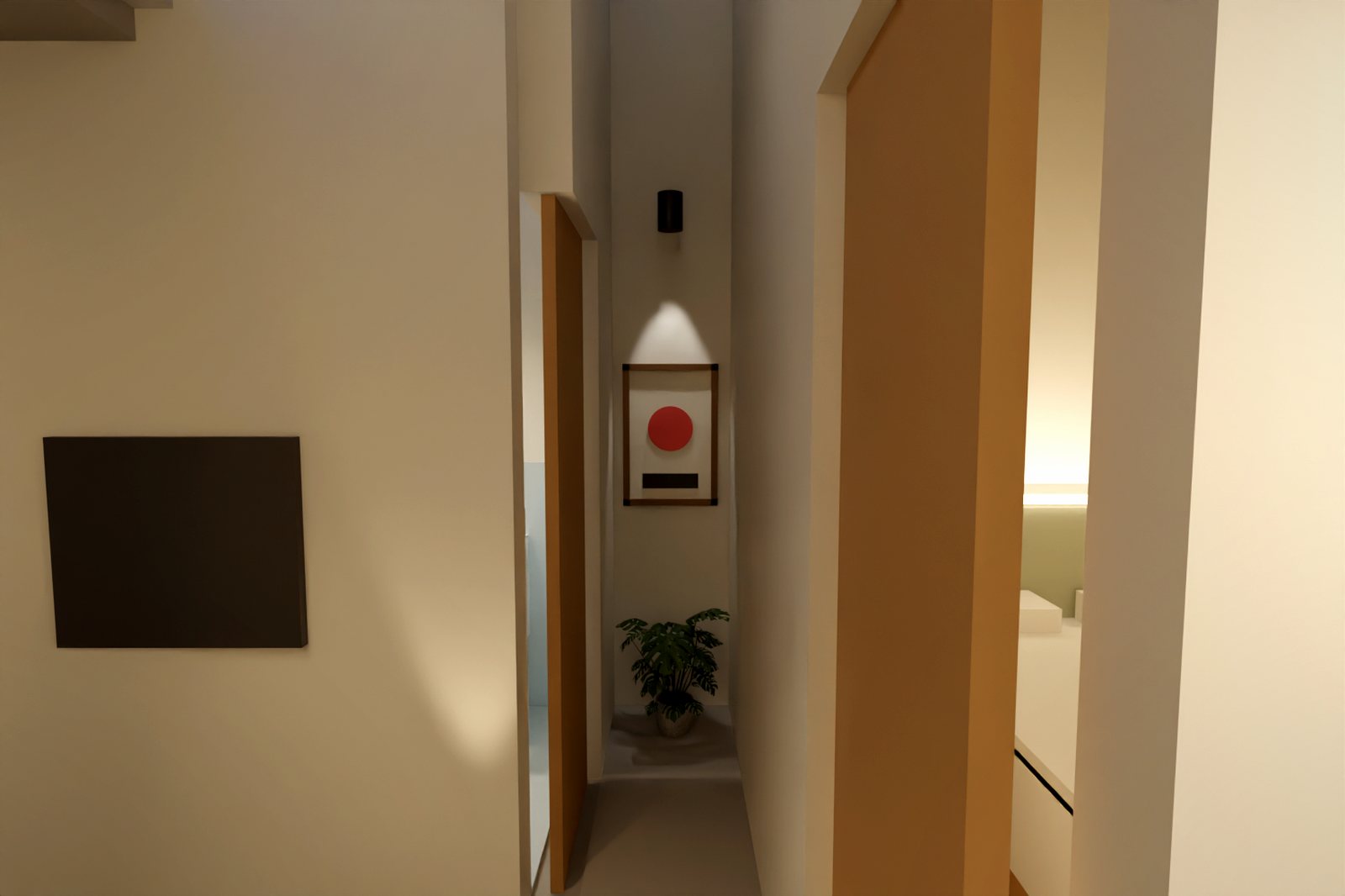 Lorong unit dua-ruang dengan skylight